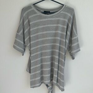 NEW Urban Outfitters Lumiere Gray Paloma Stripe Back Tie Short Sleeve Tee
